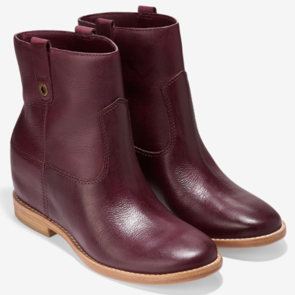 NWOB Cole Haan Ankle 2” Wedge Boots～Cognac Brown